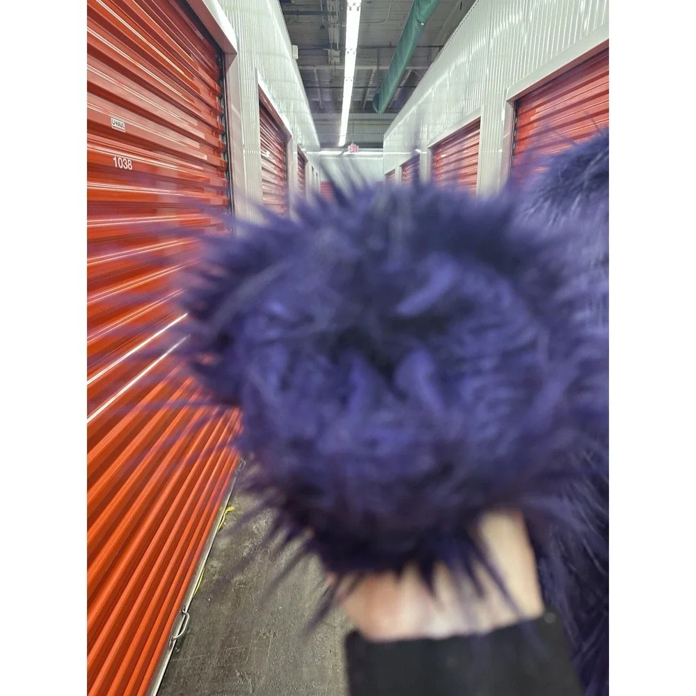 MICHAEL KORS Oversized‎ Belted Faux fur coat Purple Jacket - Size XS
